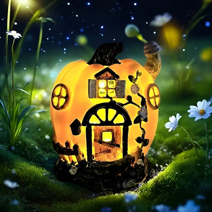 Solar Pumpkin House Garden Light Rustic LED Outdoor Decor