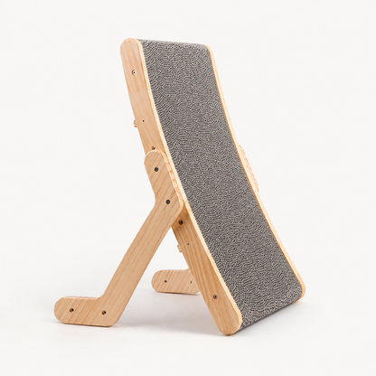 Solid Wood Curved Cat Scratcher for Scratching Stretching and Resting