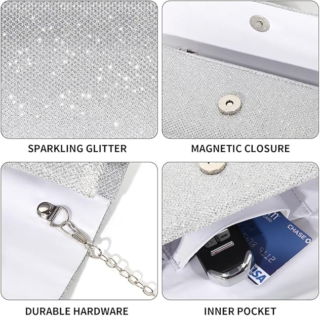 Sparkle Glitter Clutch Bag – Compact Elegant Party Handbag