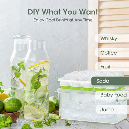 Stackable Silicone Ice Cube Trays with Storage Box – Easy Ice for Drinks and Cocktails