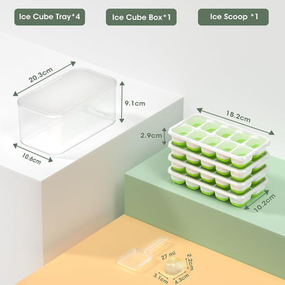 Stackable Silicone Ice Cube Trays with Storage Box – Easy Ice for Drinks and Cocktails