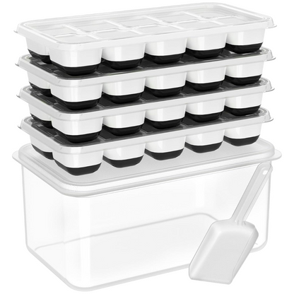 Stackable Silicone Ice Cube Trays with Storage Box – Easy Ice for Drinks and Cocktails