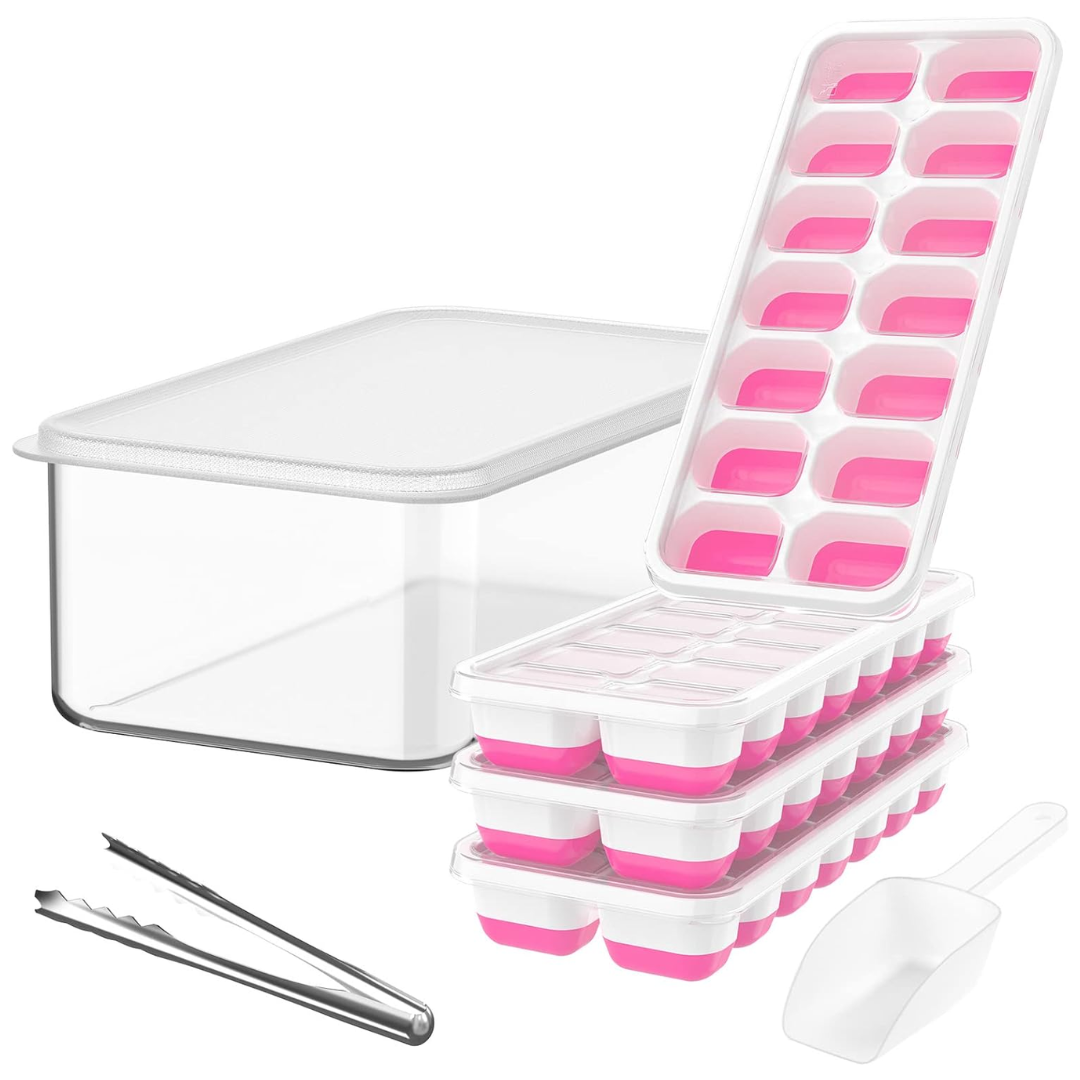 Stackable Silicone Ice Cube Trays with Storage Box – Easy Ice for Drinks and Cocktails