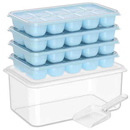 Stackable Silicone Ice Cube Trays with Storage Box – Easy Ice for Drinks and Cocktails