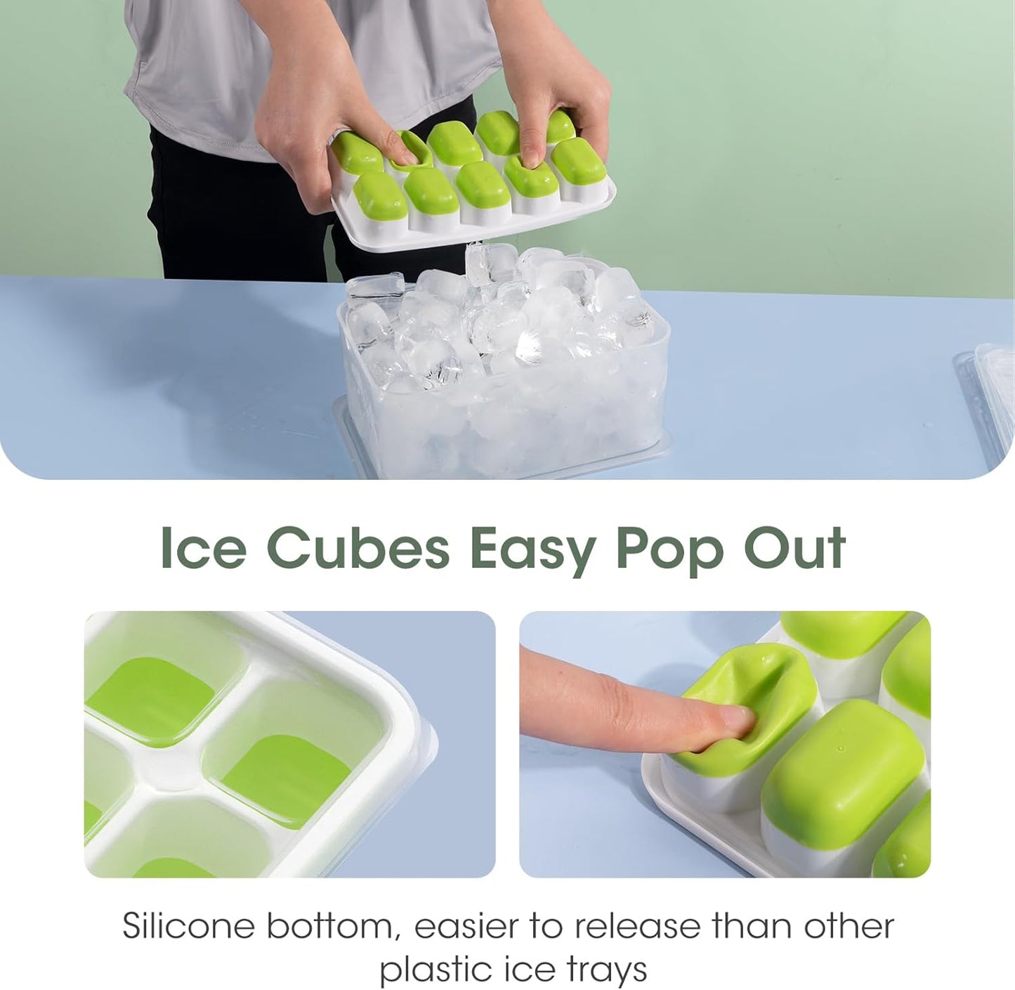 Stackable Silicone Ice Cube Trays with Storage Box – Easy Ice for Drinks and Cocktails