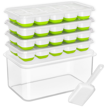 Stackable Silicone Ice Cube Trays with Storage Box – Easy Ice for Drinks and Cocktails
