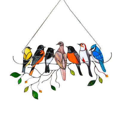 Stained Glass Bird Window Suncatcher Acrylic Hanging Decor