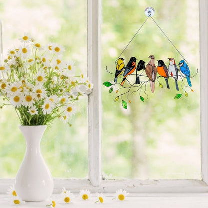 Stained Glass Bird Window Suncatcher Acrylic Hanging Decor