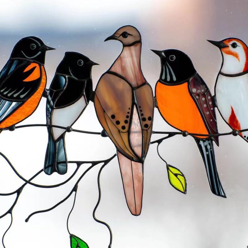Stained Glass Bird Window Suncatcher Acrylic Hanging Decor