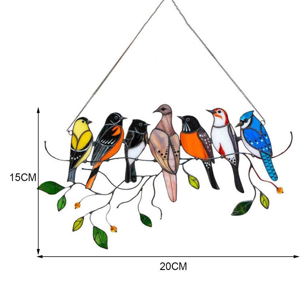 Stained Glass Bird Window Suncatcher Acrylic Hanging Decor