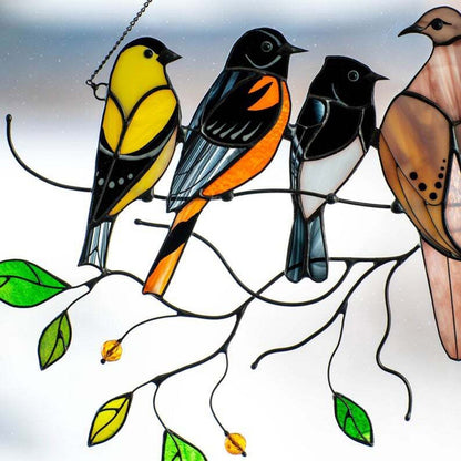 Stained Glass Bird Window Suncatcher Acrylic Hanging Decor