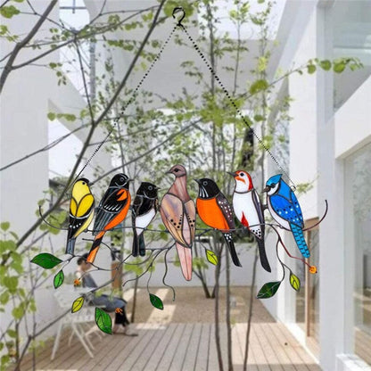 Stained Glass Bird Window Suncatcher Acrylic Hanging Decor