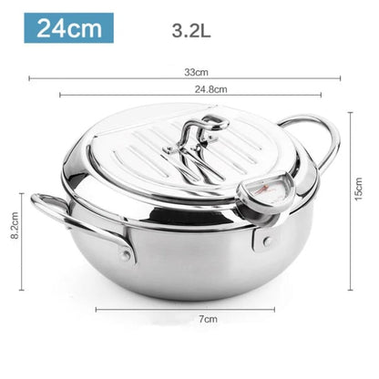 Stainless Steel Deep Fryer with Built In Thermometer Temperature Control