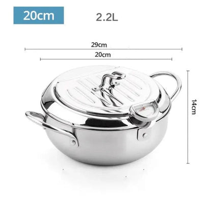 Stainless Steel Deep Fryer with Built In Thermometer Temperature Control