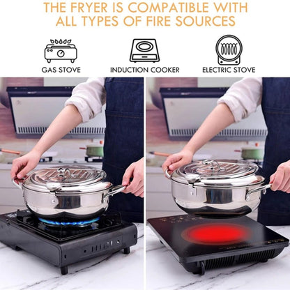 Stainless Steel Deep Fryer with Built In Thermometer Temperature Control