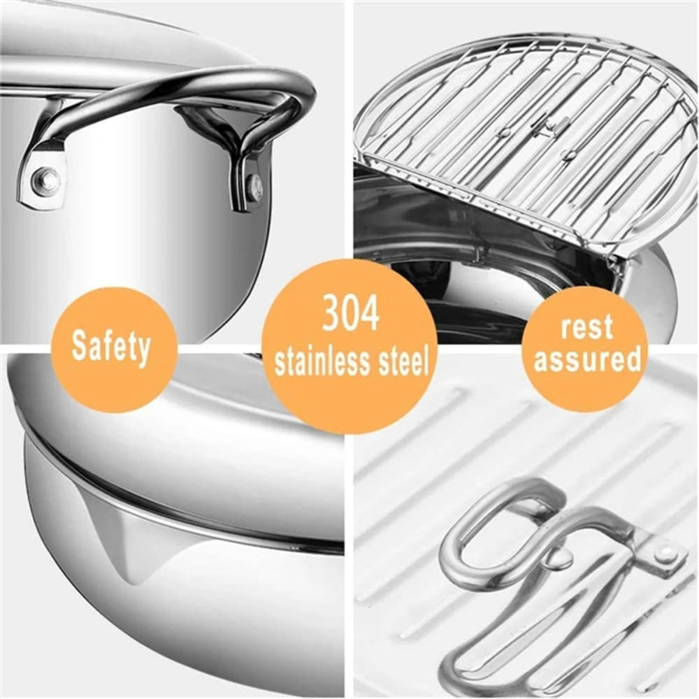 Stainless Steel Deep Fryer with Built In Thermometer Temperature Control