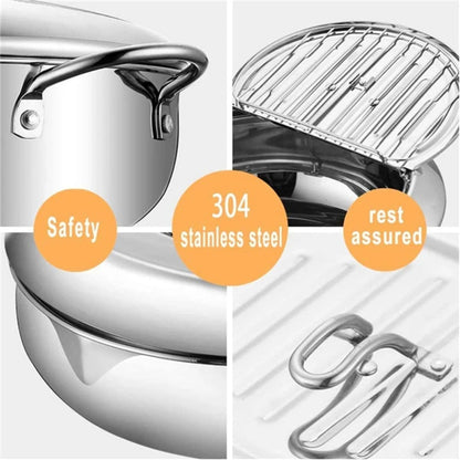 Stainless Steel Deep Fryer with Built In Thermometer Temperature Control