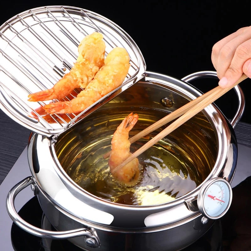 Stainless Steel Deep Fryer with Built In Thermometer Temperature Control