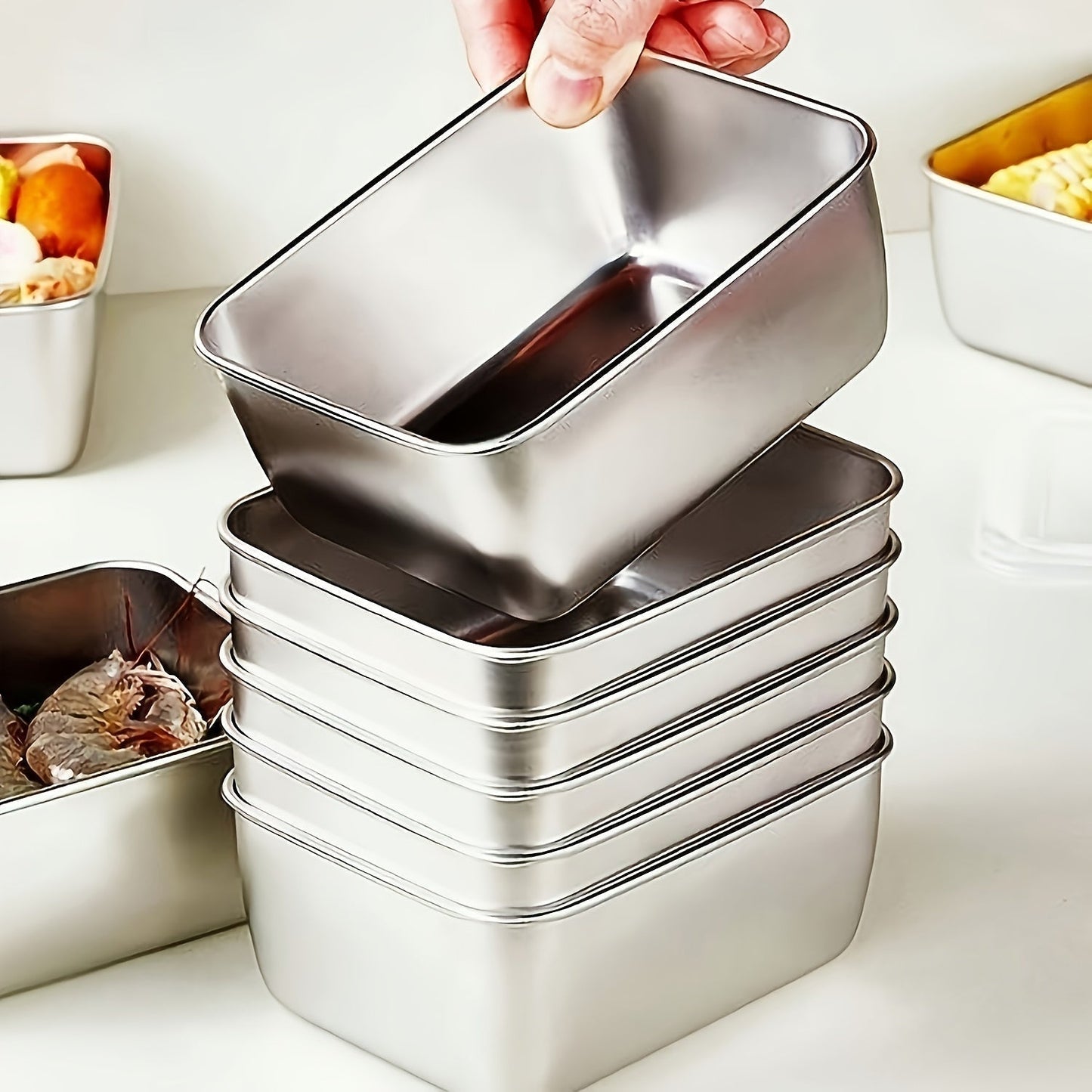 Stainless Steel Food Storage Container Set Stackable Kitchen Boxes