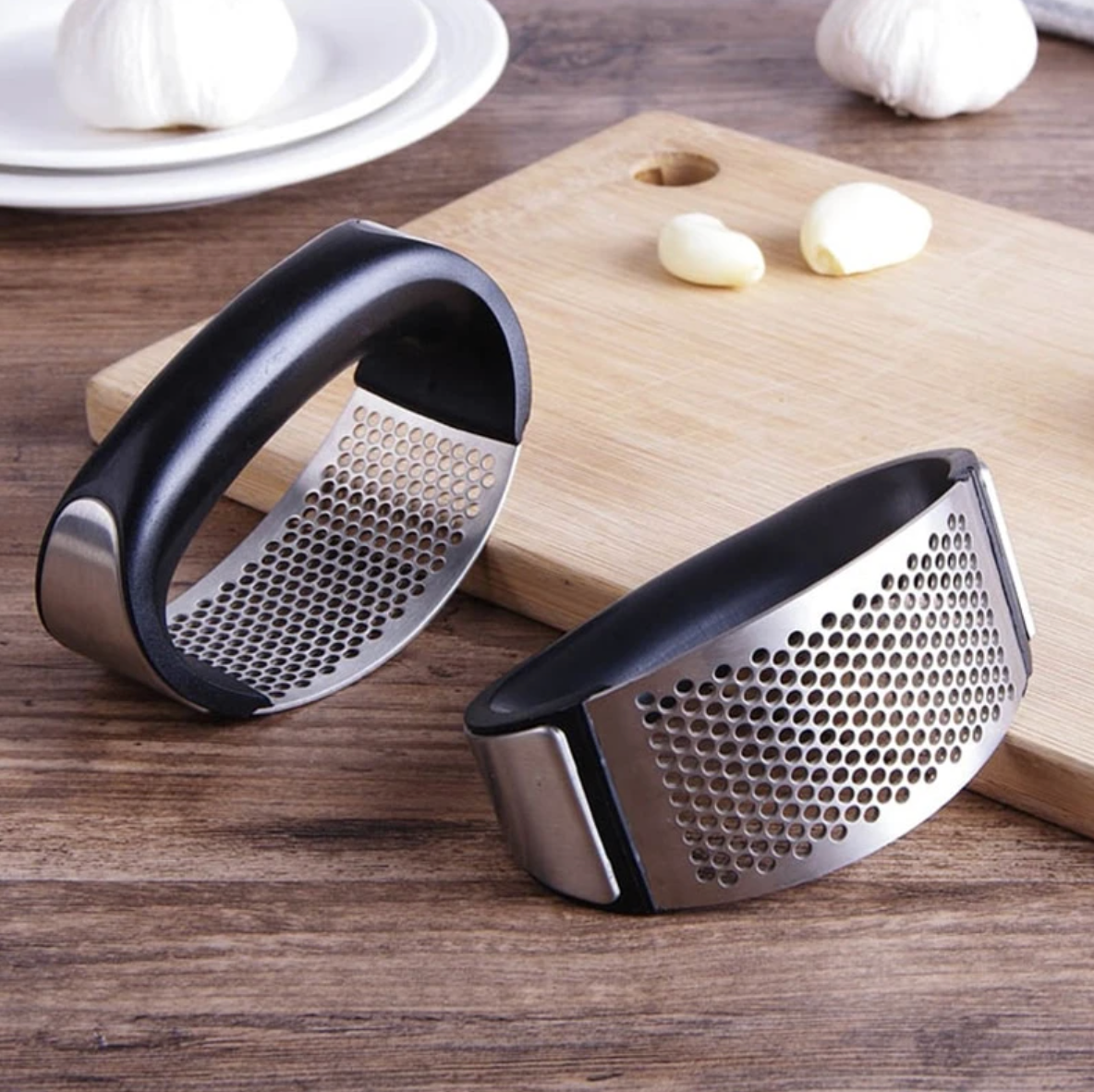 Stainless Steel Garlic Press Rocker Easy Garlic Crusher and Mincer Tool