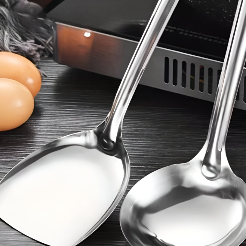 Stainless Steel Kitchen Utensil Set Wooden Handle Cookware Tools