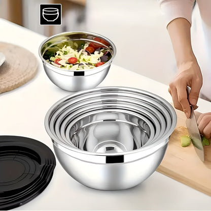 Stainless Steel Mixing Bowl Set Airtight Kitchen Prep Collection