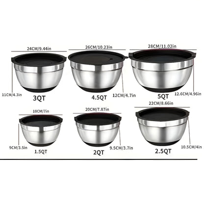 Stainless Steel Mixing Bowl Set Airtight Kitchen Prep Collection
