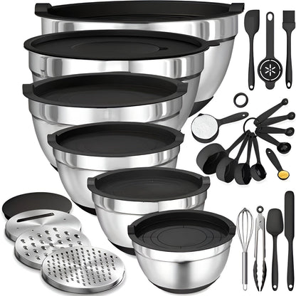 Stainless Steel Mixing Bowl Set Airtight Kitchen Prep Collection