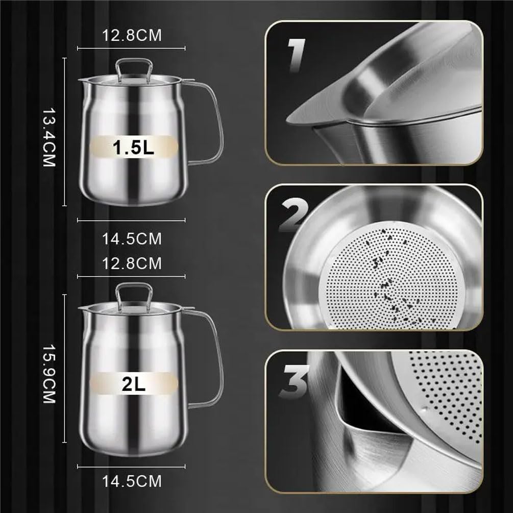 Stainless Steel Oil Filter Pot Cooking Storage Container
