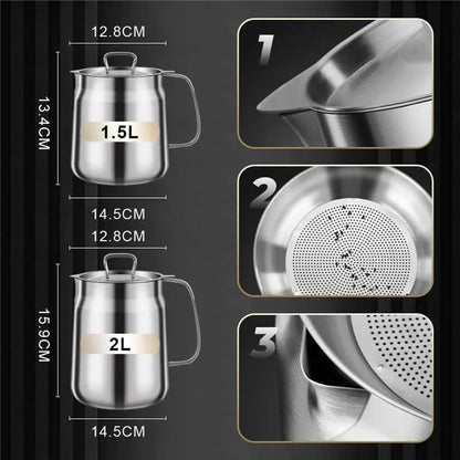 Stainless Steel Oil Filter Pot Cooking Storage Container