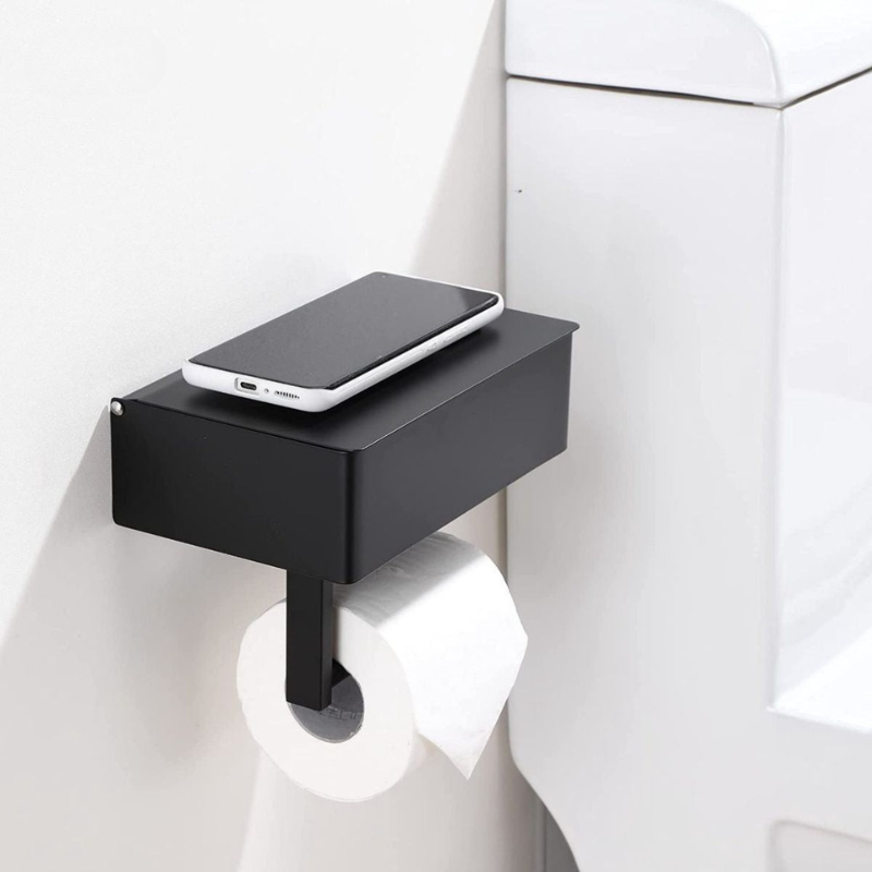 Stainless Steel Toilet Paper Holder Shelf Bathroom Storage Rack