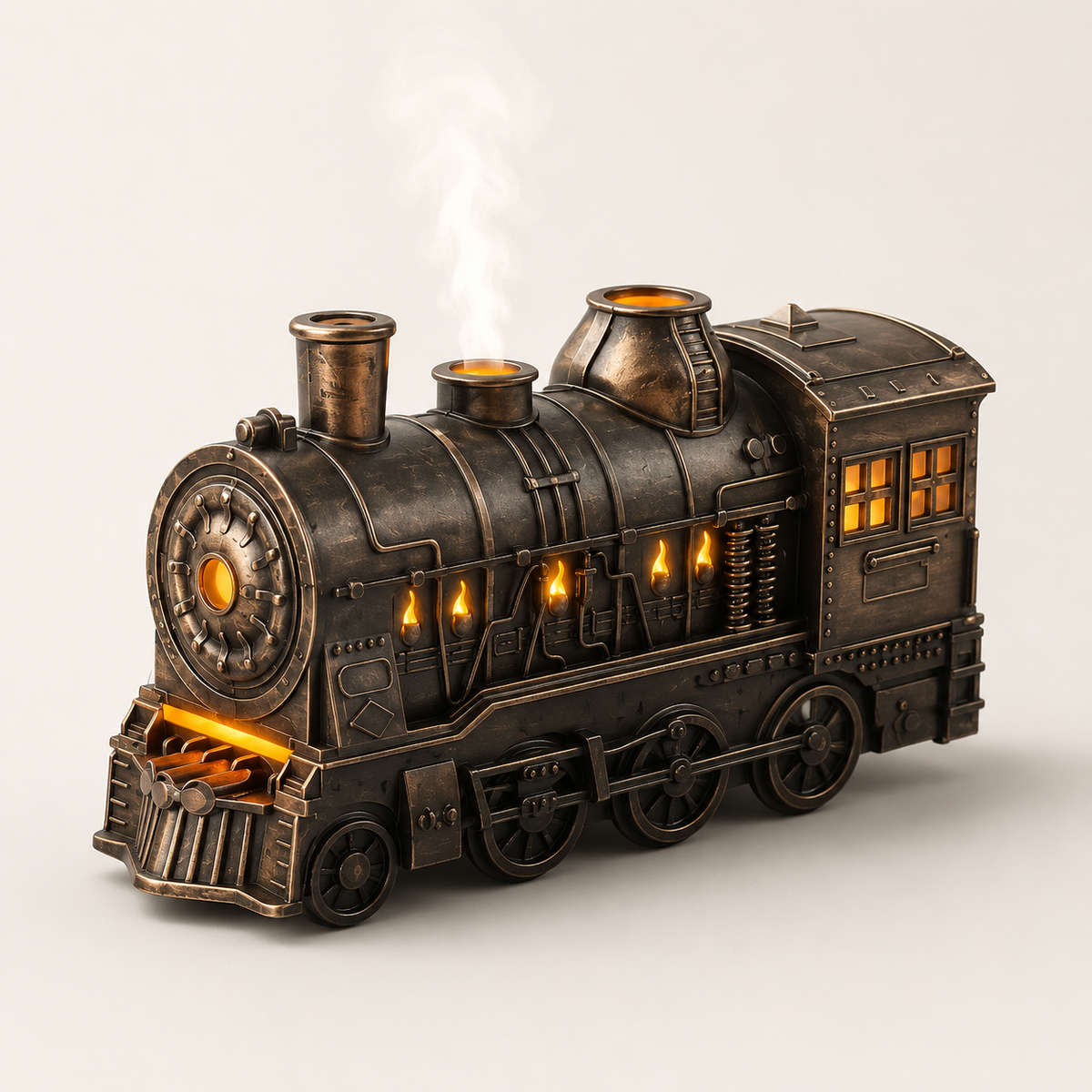 Steam Locomotive Humidifier with Continuous Mist and Ambient Light