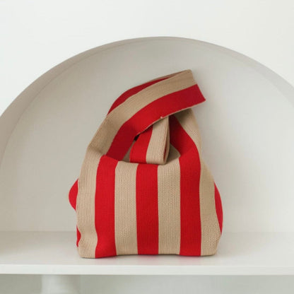 Striped Woven Tote Bag Lightweight Handmade Everyday Shopper Bag