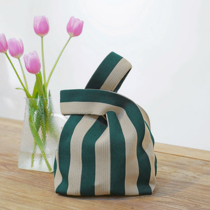 Striped Woven Tote Bag Lightweight Handmade Everyday Shopper Bag