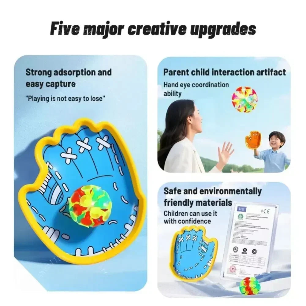 Suction Cup Ball Catch Gloves Interactive Coordination Toy