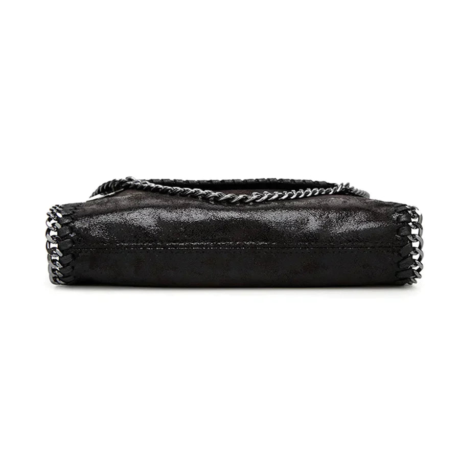 Suede Chain Detail Clutch Bag Elegant Evening Handbag