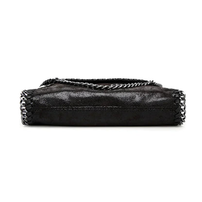 Suede Chain Detail Clutch Bag Elegant Evening Handbag