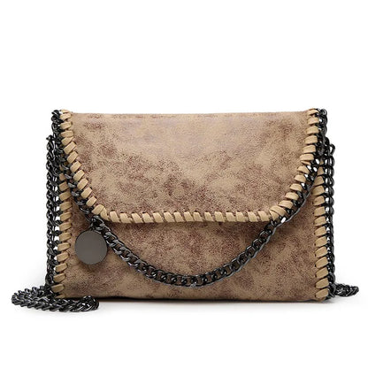 Suede Chain Detail Clutch Bag Elegant Evening Handbag