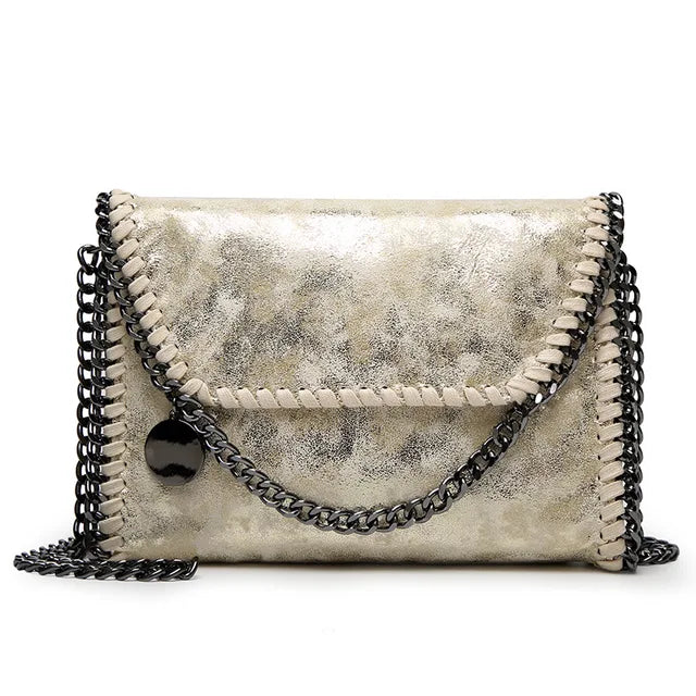 Suede Chain Detail Clutch Bag Elegant Evening Handbag
