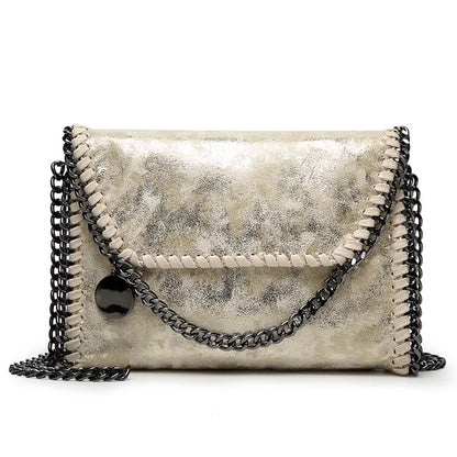 Suede Chain Detail Clutch Bag Elegant Evening Handbag