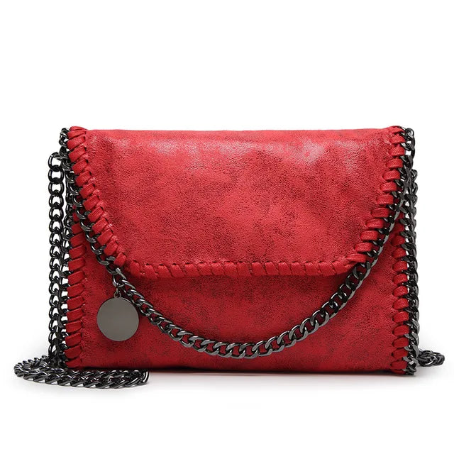 Suede Chain Detail Clutch Bag Elegant Evening Handbag