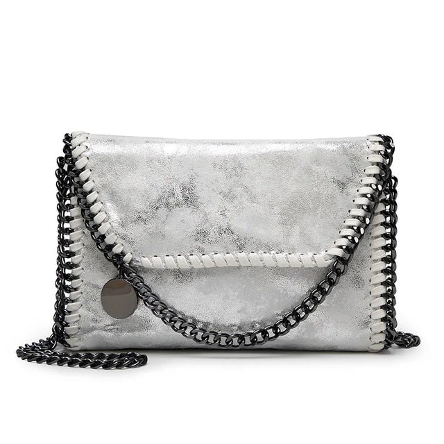 Suede Chain Detail Clutch Bag Elegant Evening Handbag