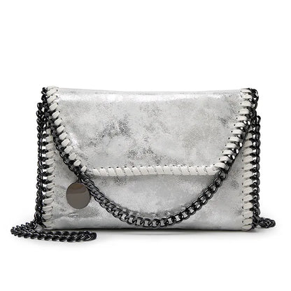 Suede Chain Detail Clutch Bag Elegant Evening Handbag