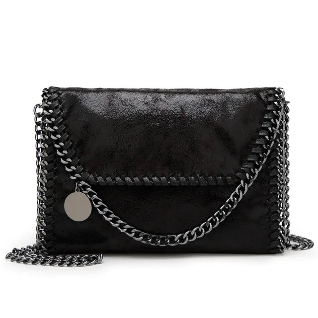 Suede Chain Detail Clutch Bag Elegant Evening Handbag