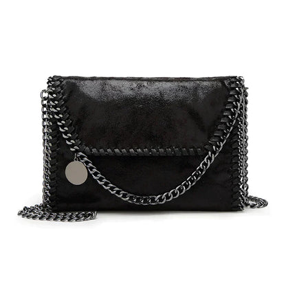 Suede Chain Detail Clutch Bag Elegant Evening Handbag