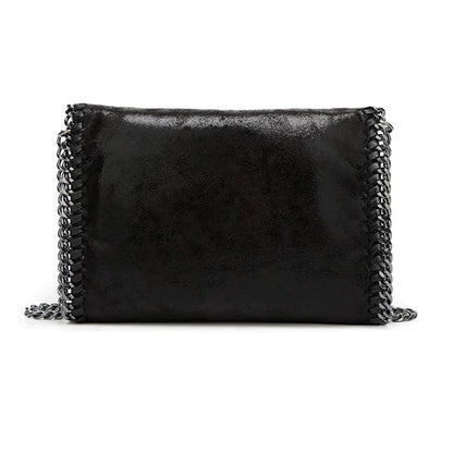 Suede Chain Detail Clutch Bag Elegant Evening Handbag