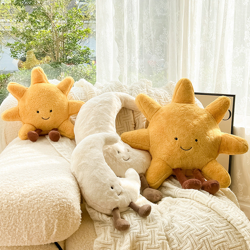 Sun Moon Decorative Pillow Soft Celestial Cushion