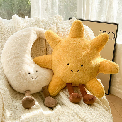 Sun Moon Decorative Pillow Soft Celestial Cushion