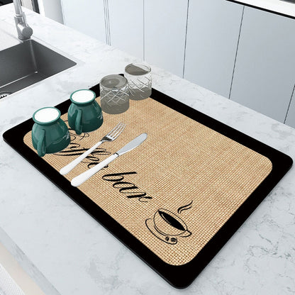 Super Absorbent Dish Drying Mat Non Slip Kitchen Drain Mat
