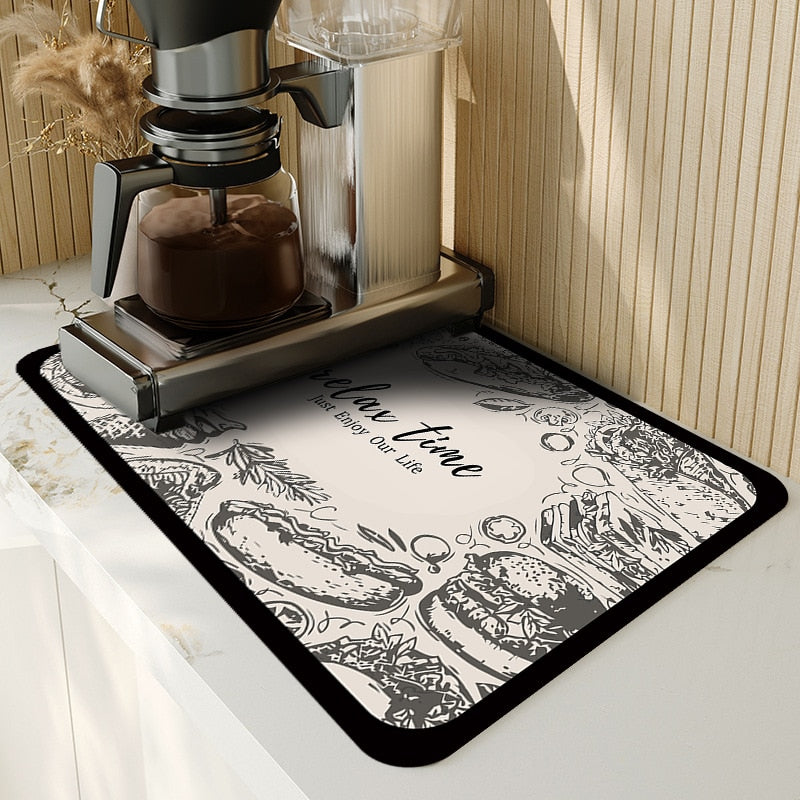 Super Absorbent Dish Drying Mat Non Slip Kitchen Drain Mat